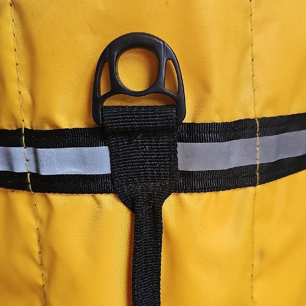 NWoT Yellow Dog Life Jacket with Black Straps fits medium size dog - adjustable